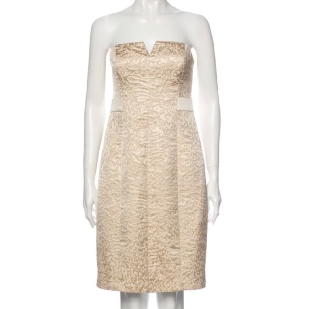 Halston Heritage Champagne Brocade Cocktail Dress